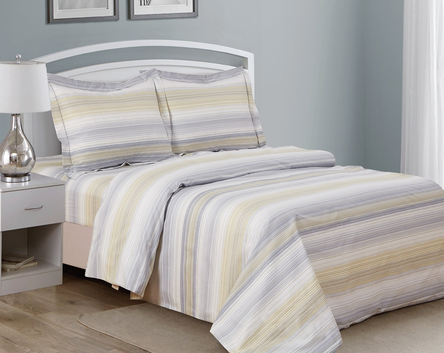 French Gold Stirped Pattern Bedding Duvet Cover Set