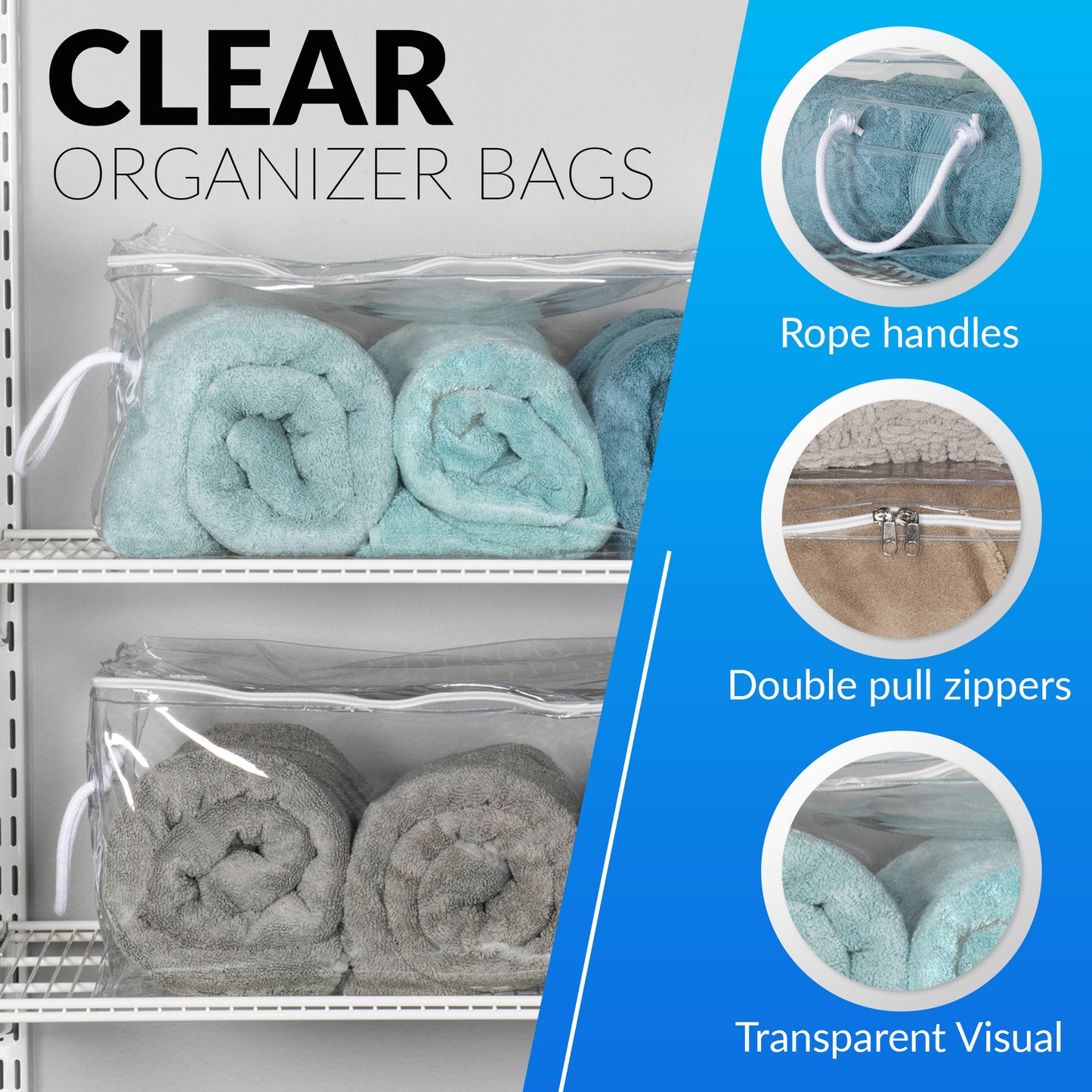Clear Organization Vinyl Storage Sweater Chest, Space Saver Storage Bags, Set of 2 Medium Chests