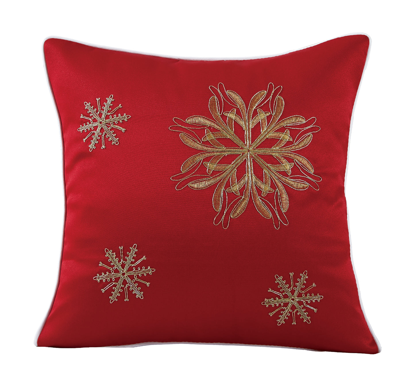 Seasonal Xmas Christmas Holiday Ornaments Solid Vibrant Red Pattern Decorative Accent Throw Pillow
