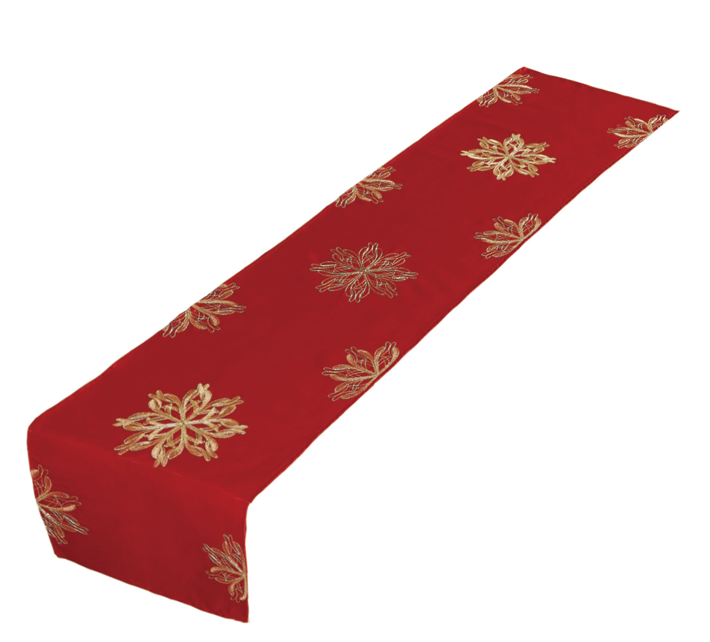 Seasonal Xmas Christmas Holiday Ornaments Solid Vibrant Red Pattern Decorative Table Runner
