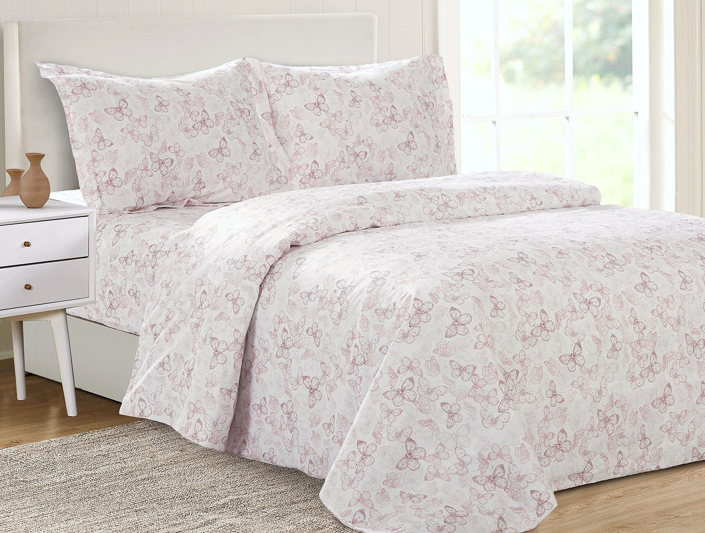 Blush Butterfly pink duvet cover set, close-up of fabric texture