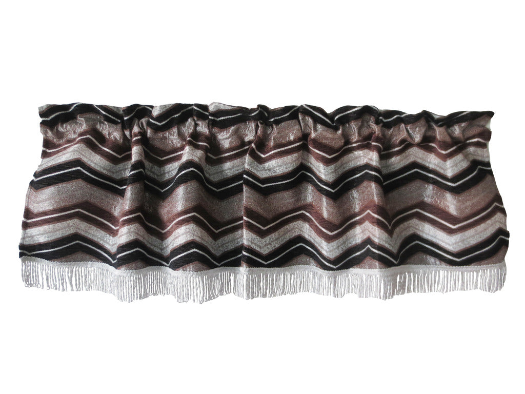 Indiana Chenille Zig Zag Chevron Pattern Decorative Window Treatment Rod Pocket Curtain Straight Valance