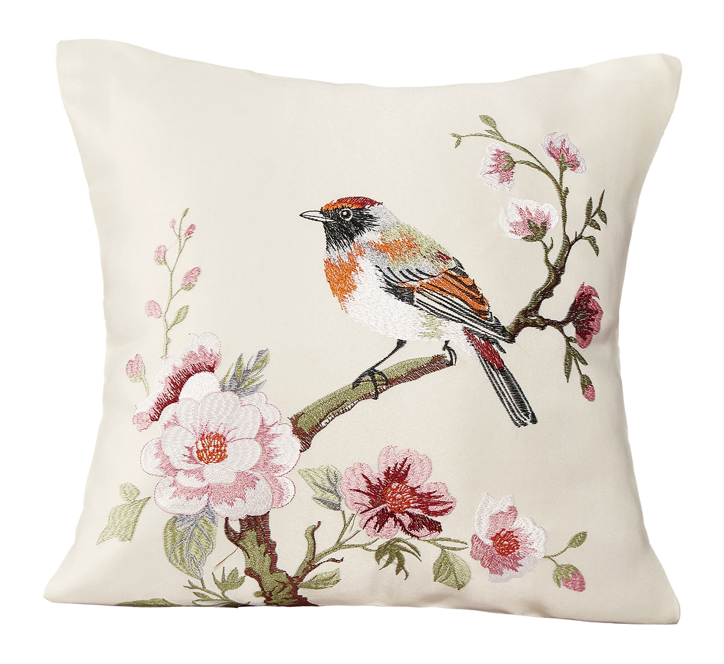 Violet Linen Aviary Geometric Floral Pattern Decorative Accent Throw Pillow Cover