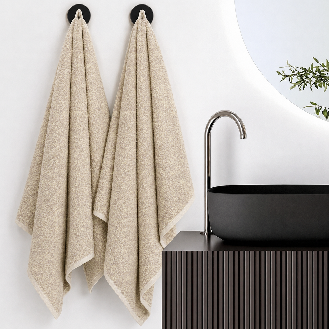 Violet Linen Exquisite Squisita Champagne Plush Terry Pattern Bath Towels Set of Two