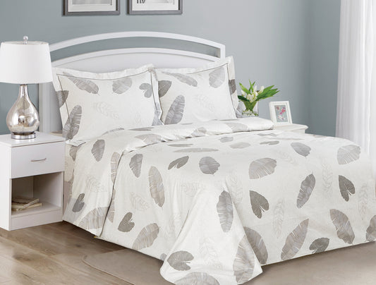 French Plumage Grey Feather Pattern Bedding Duvet Cover Set