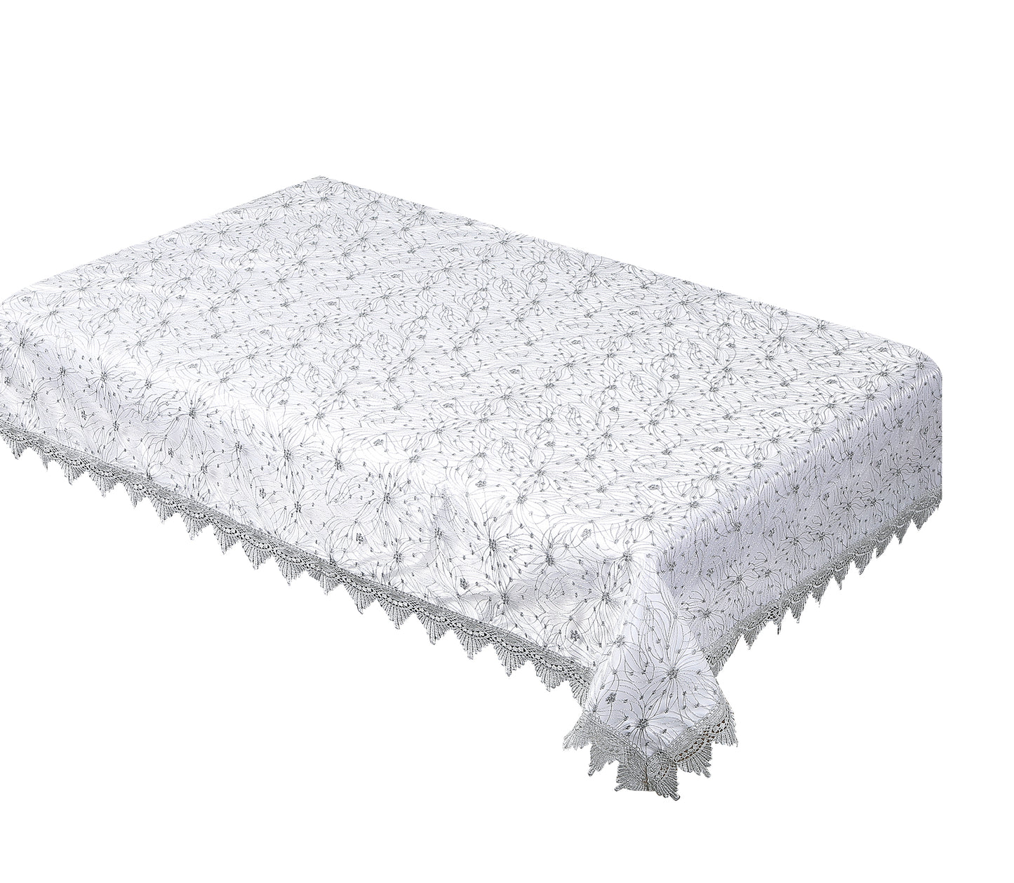 Dainty Roses Lace Border tablecloth, folded stack