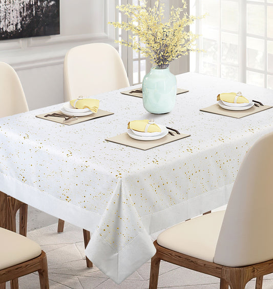 Vintage Abstract Gold Foil Spots, Solid Border Pattern Tablecloths