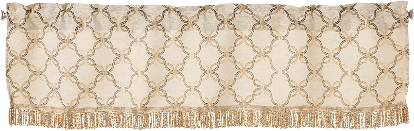 Signature Chenille Diamond pattern Decorative Window Treatment Rod Pocket Curtain Straight Valance