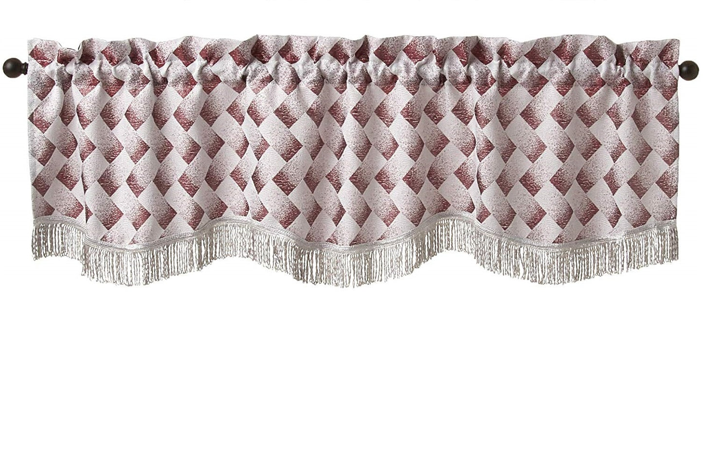 Princess Geometric Abstract Herringbone Blocks Design Decorative Window Treatment Rod Pocket Curtain Straight Valance
