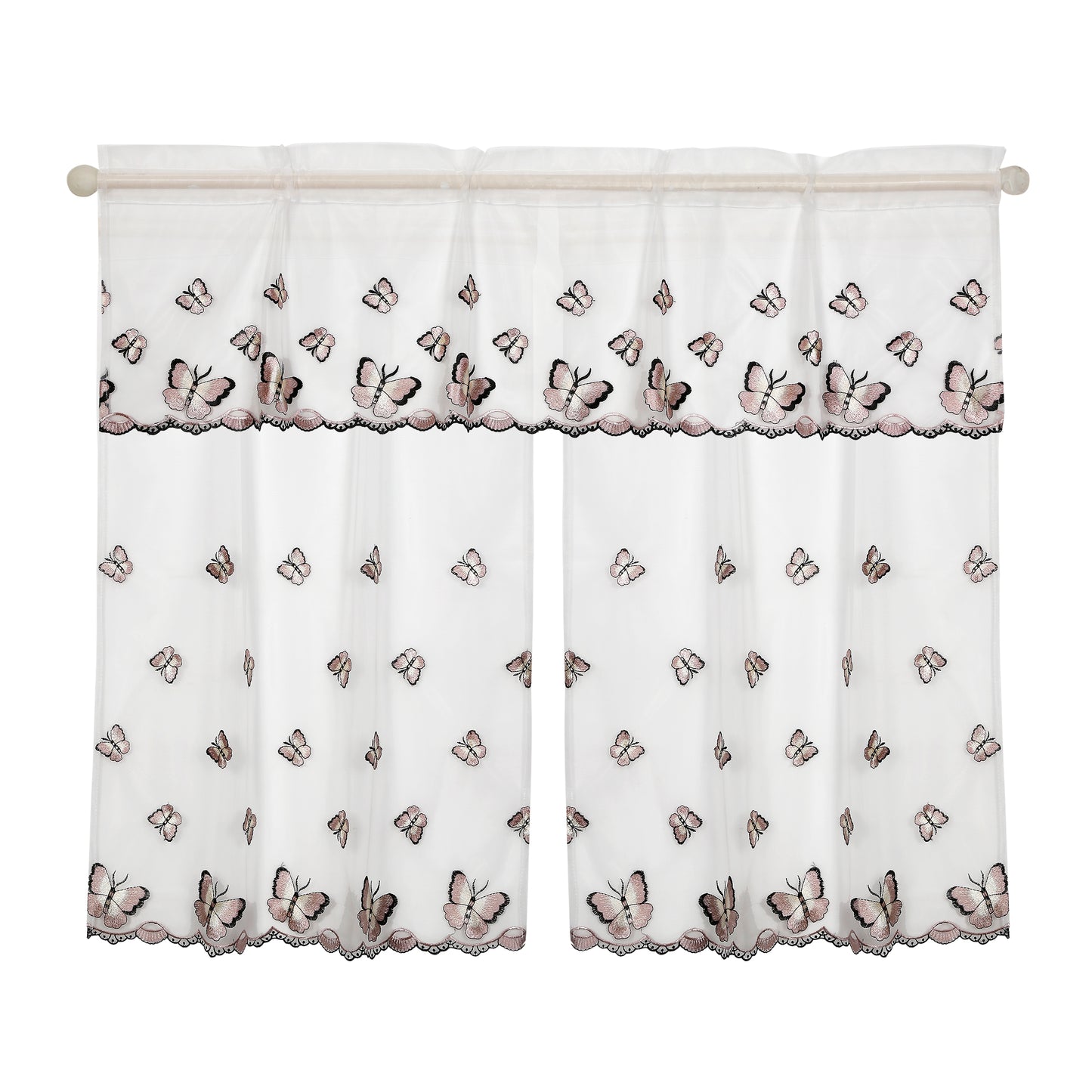Leaves Vintage Boutique Lace Pattern Decorative Window Treatment Rod Pocket Kitchen Window Curtain Panel Tiers and Straight Valance