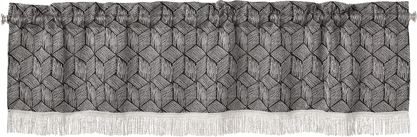 Fortune 3D Geometric Pattern Decorative Window Treatment Rod Pocket Curtain Straight Valance