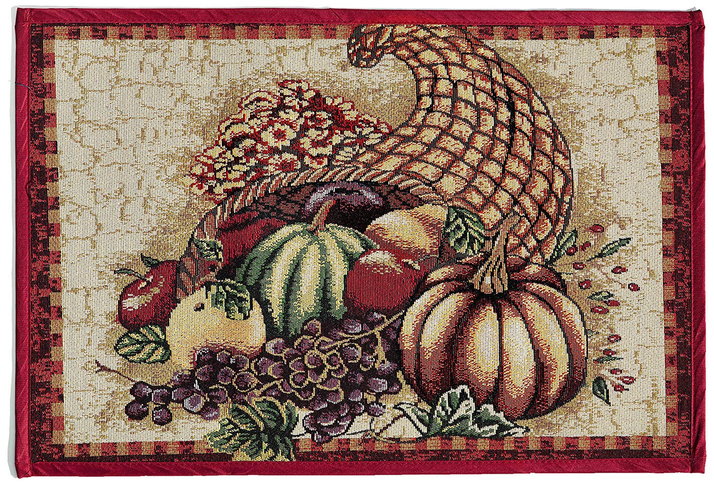 Fall Harvest Thanksgiving Autumn Leaves Sunflowers Fruits Pumpkins Tapestry Pattern Decorative Area Rug, Doormat