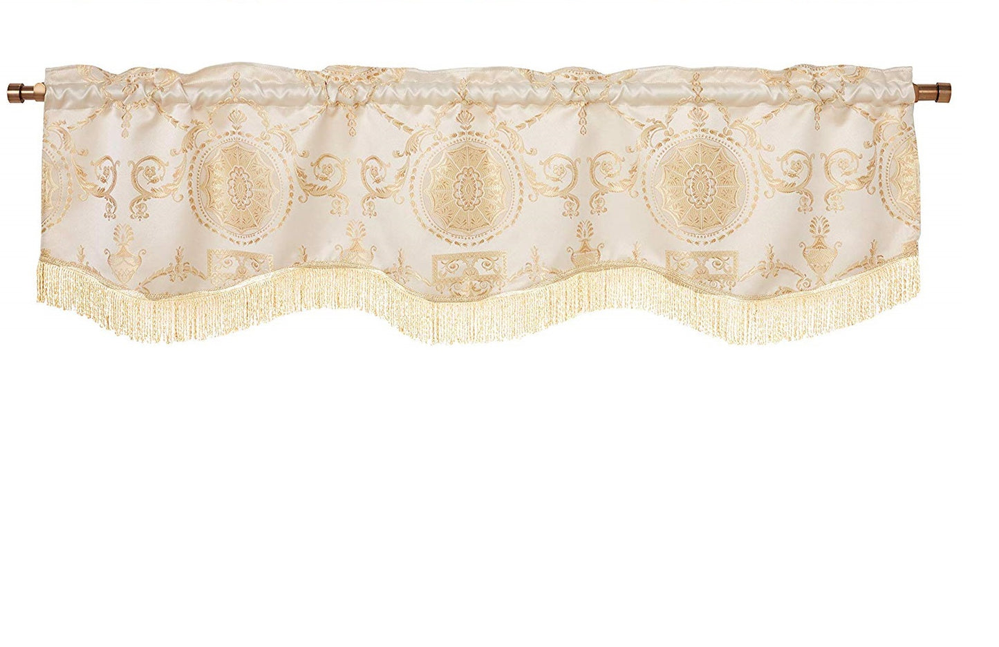 Prestige Damask Decorative Window Treatment Rod Pocket Curtain Straight Valance