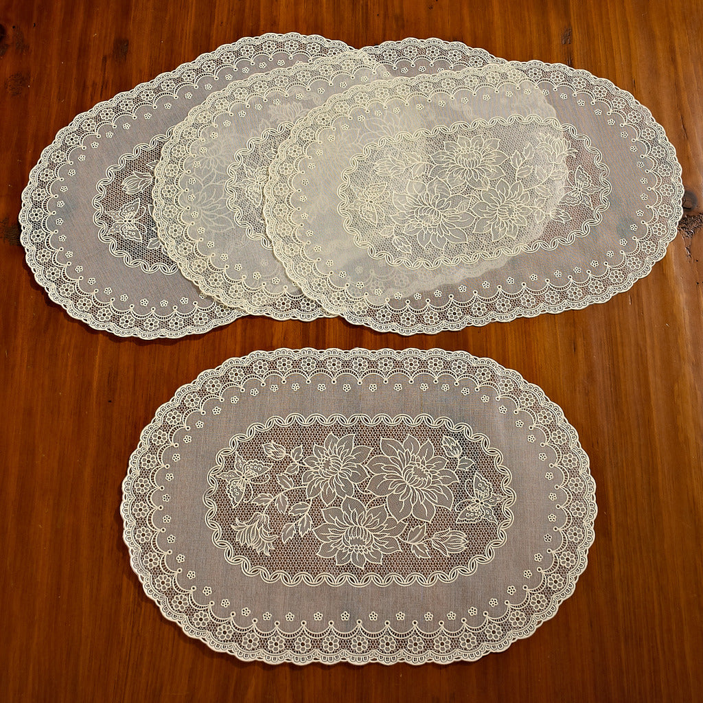 Vinyl Lace Embossed Floral Decorative Place Mats