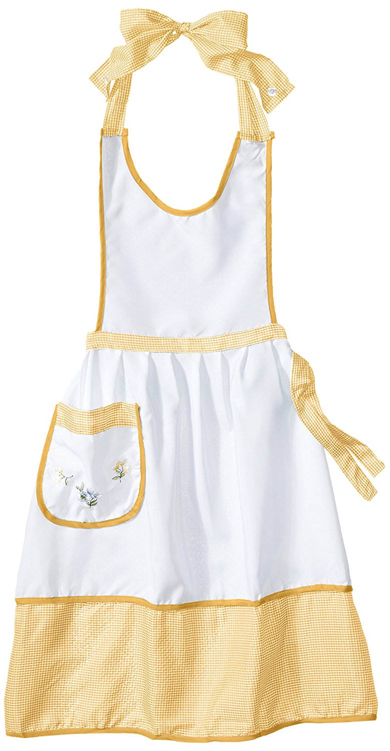 Elegant Checkerd Floral Embroidered Kitchen Apron