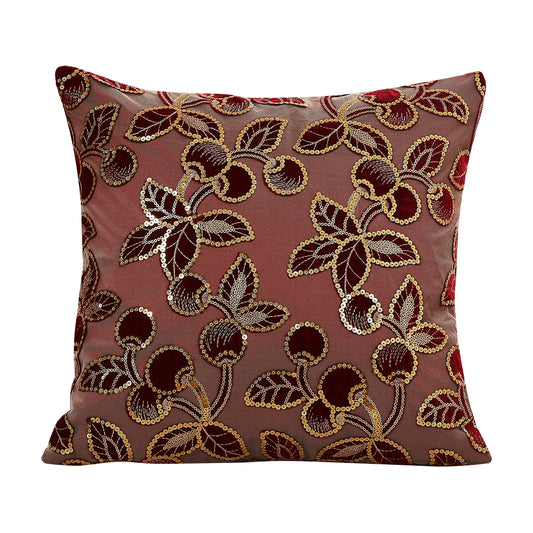 Heritage Vintage Cherry Flower Pattern Decorative Accent Throw Pillow