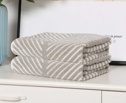 Silver Chevron Waves Pattern Hand Towels Set of Two