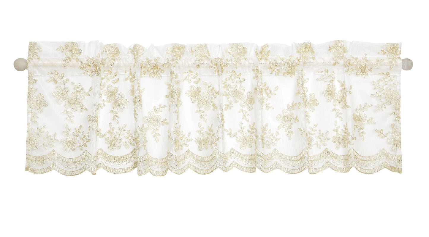 Ornate Vintage Boutique Lace Pattern Decorative Window Treatment Rod Pocket Curtain Straight Valance