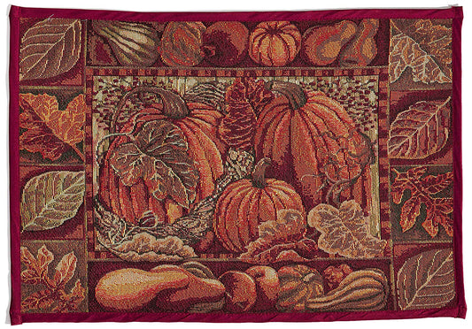 Fall Harvest Thanksgiving Autumn Leaves Sunflowers Fruits Pumpkins Tapestry Pattern Decorative Area Rug, Doormat