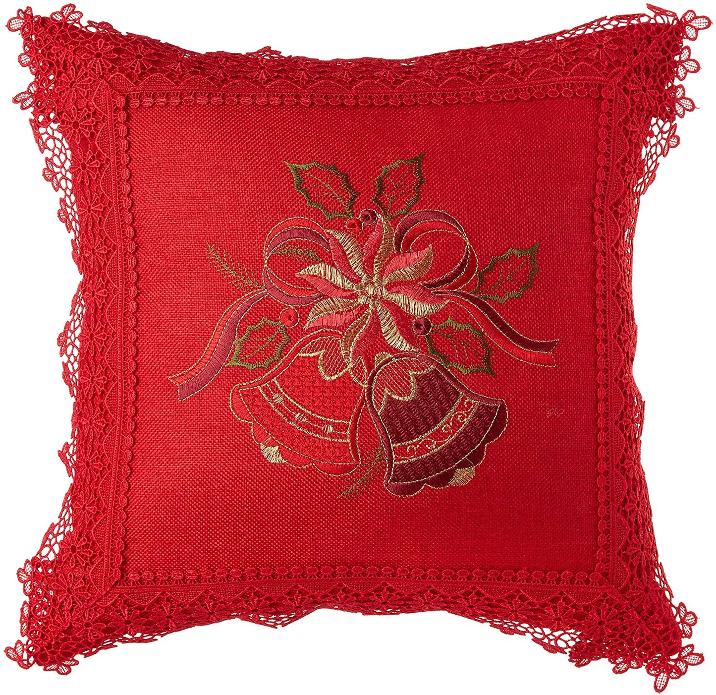 Christmas Braided Holly Lace Pattern Decorative Throw Pillow Cover