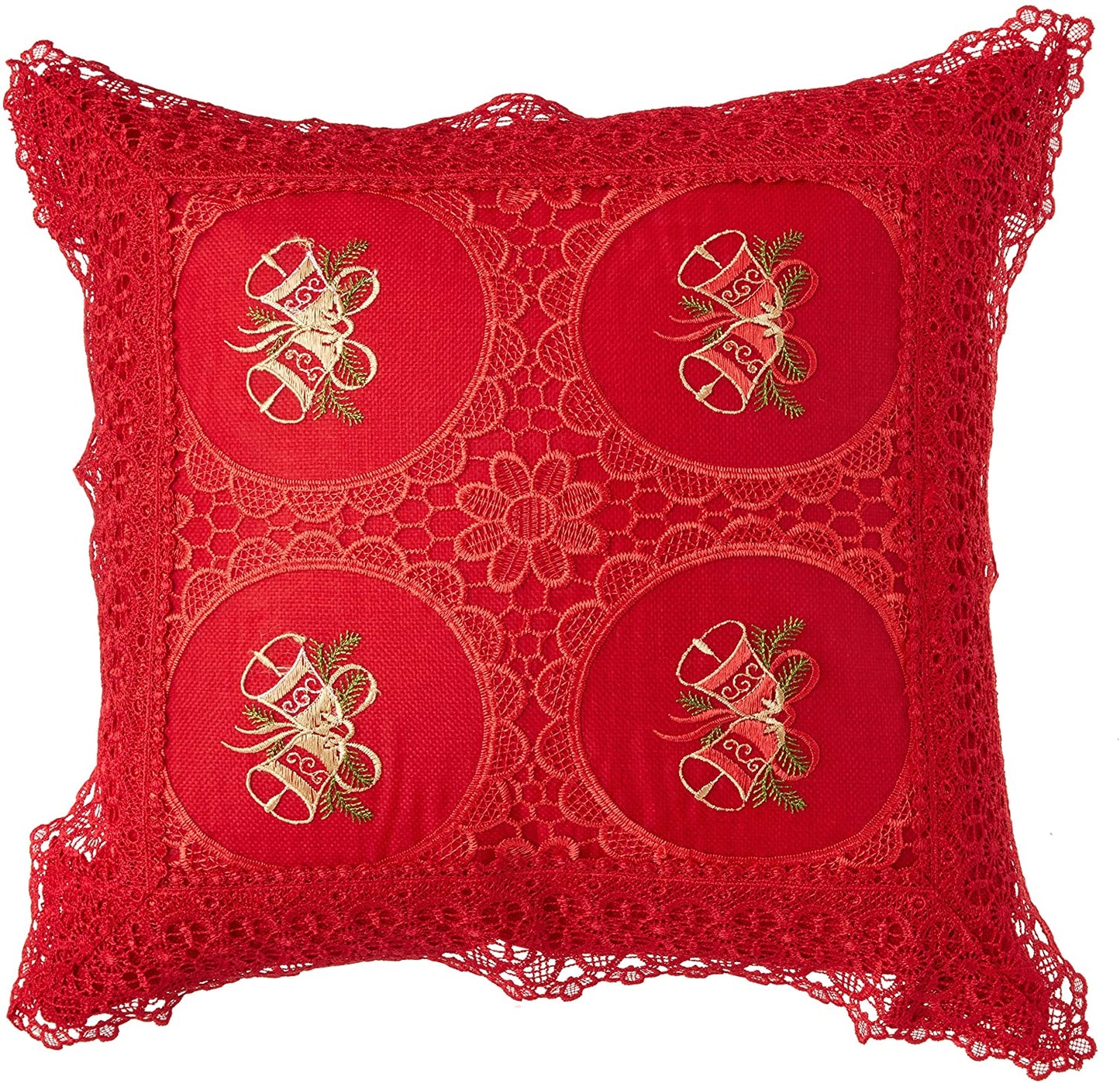 Christmas Braided Holly Lace Pattern Decorative Throw Pillow Cover