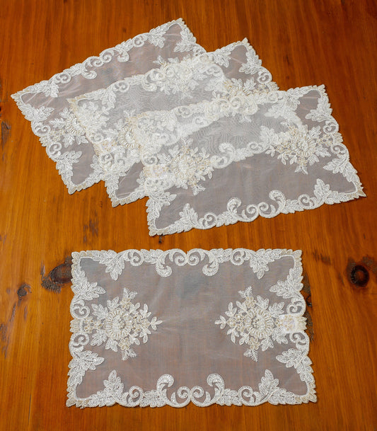 Orchid Decorative Embroidered Lace Decorative Place Mats