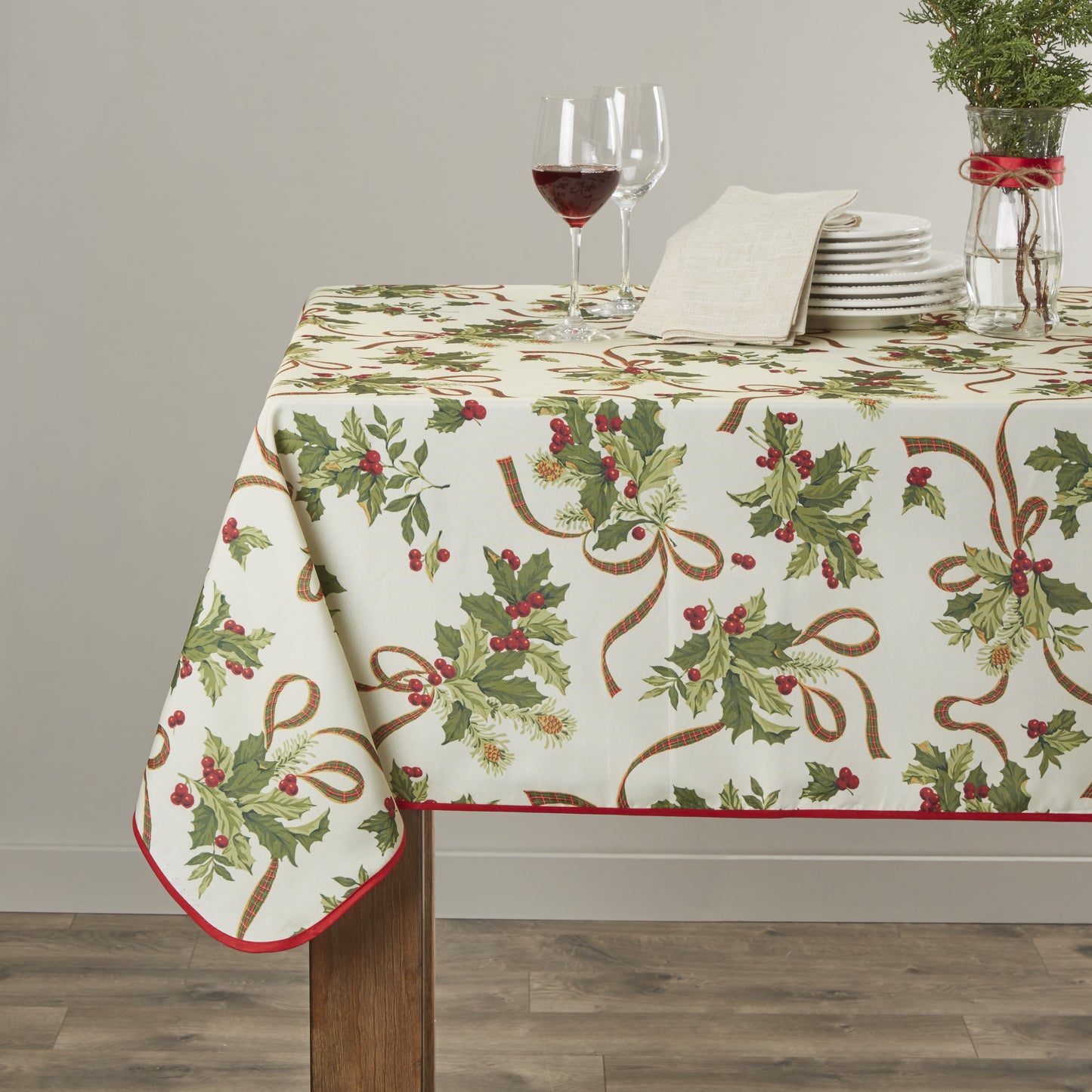 European Seasonal Christmas Ribbons Tablecloths