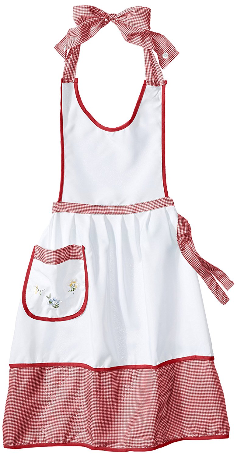 Elegant Checkerd Floral Embroidered Kitchen Apron