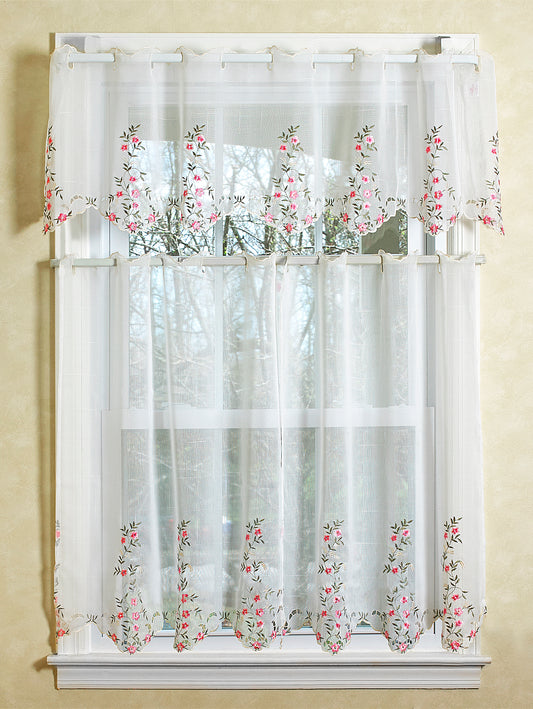Lima Sheer Decorative Window Treatment Grommet Kitchen Curtain Swag Window Valance and Panel Tiers