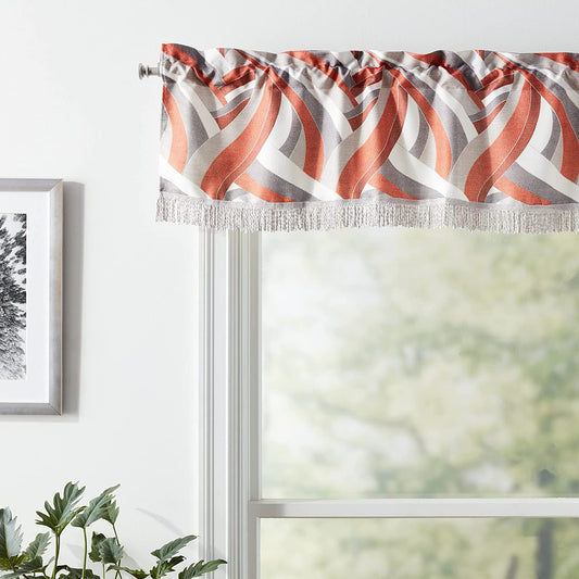 Chenille Abstract Pattern Decorative Window Treatment Rod Pocket Curtain Straight Valance