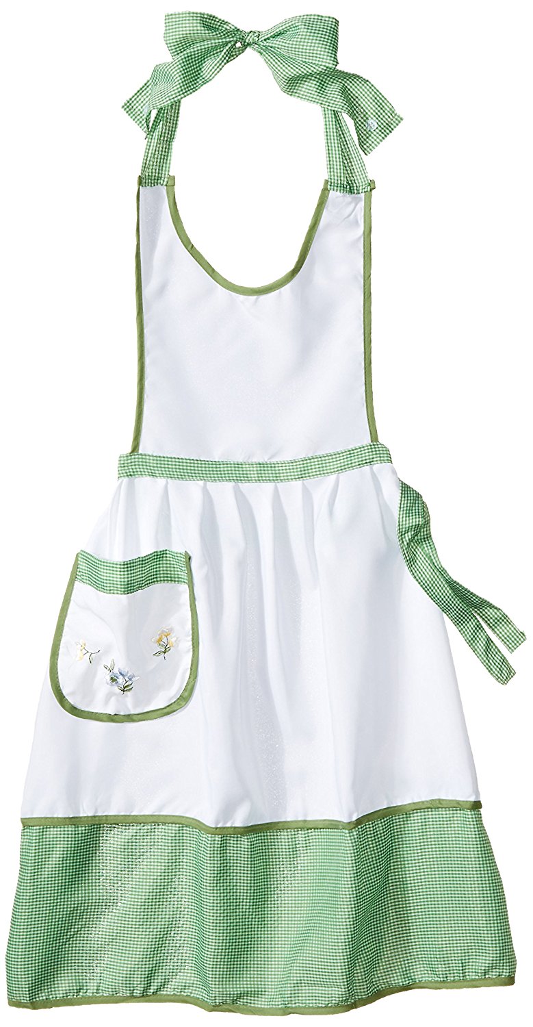 Elegant Checkerd Floral Embroidered Kitchen Apron