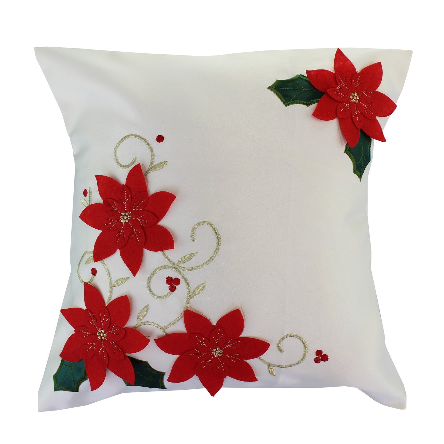 Christmas Poinsettias Decorative Accent Throw Pillow