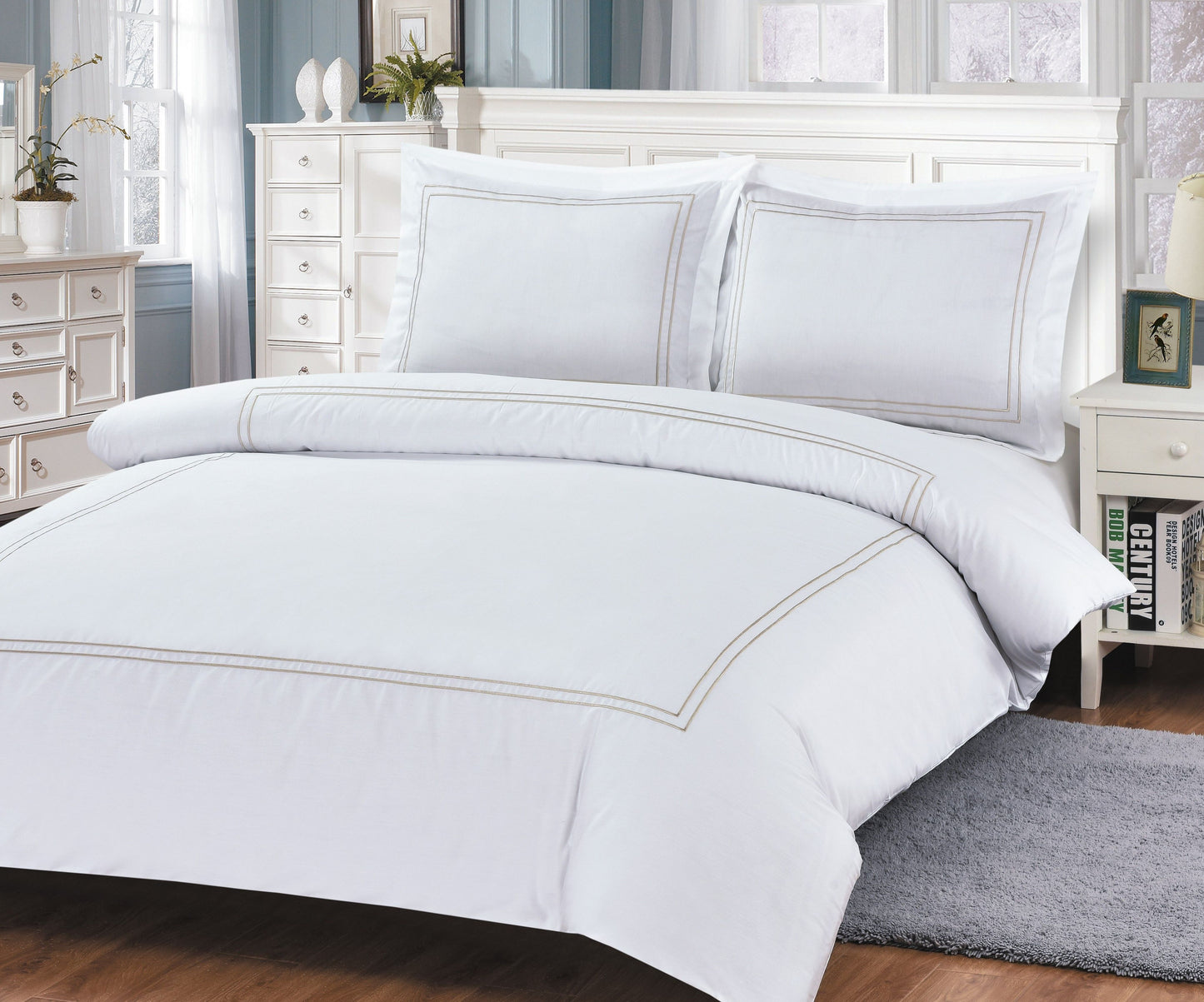 French Hotel Border Pattern Bedding Duvet Cover Set
