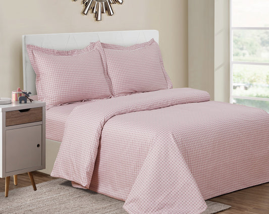 French Geometric Tiles Dusty Rose Pattern Bedding Duvet Cover Set