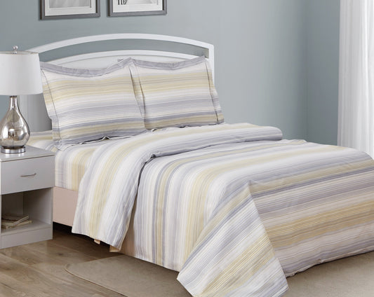 French Gold Stirped Pattern Bedding Duvet Cover Set