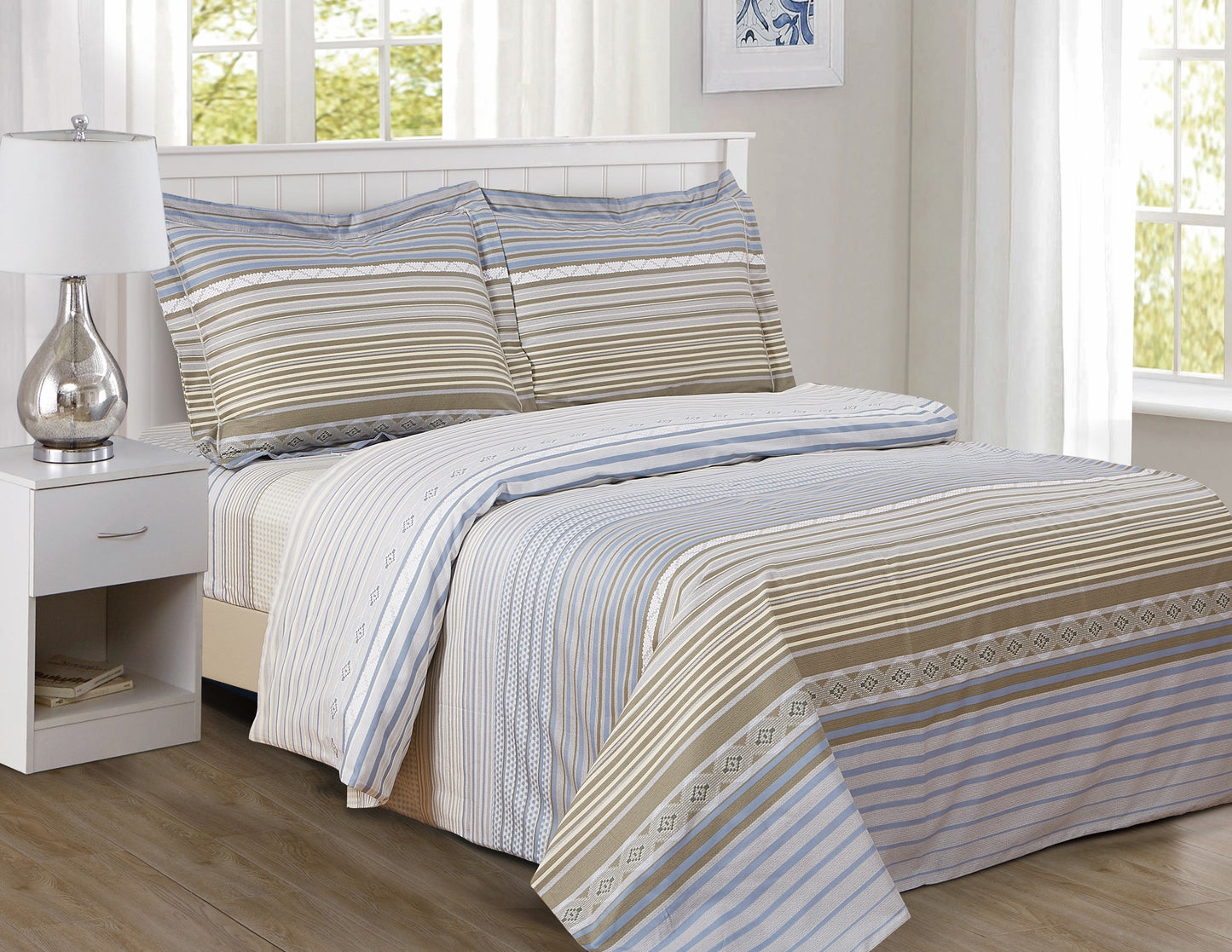 French Heritage Striped Pattern Bedding Duvet Cover Set