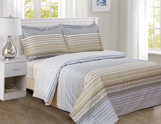 French Heritage Striped Pattern Bedding Duvet Cover Set
