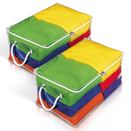 Clear Organization Vinyl Storage Sweater Chest, Space Saver Storage Bags, Set of 2 Medium Chests