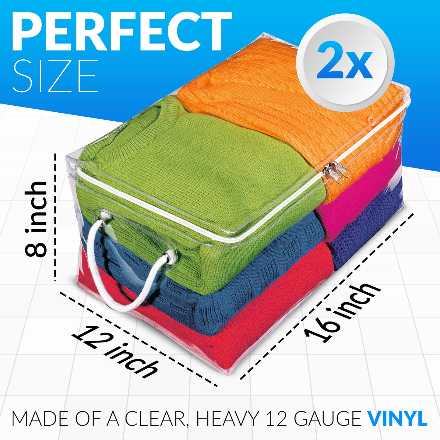 Clear Organization Vinyl Storage Sweater Chest, Space Saver Storage Bags, Set of 2 Medium Chests