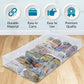 Clear Organization Vinyl Storage Space Saver Shoe Box Fits up to 16 Pairs, Under-Bed Shoe Chest Storage Solution Organizer,
