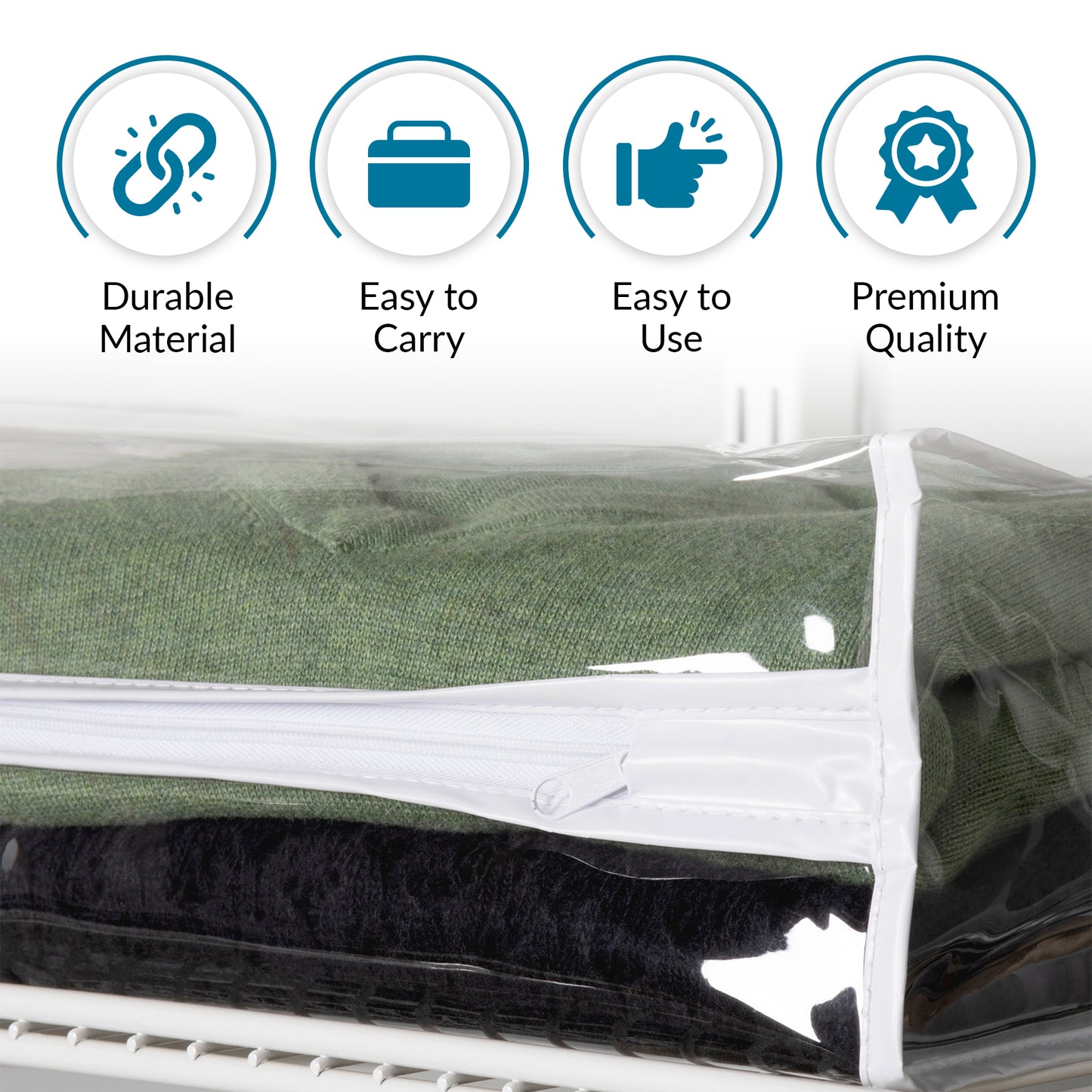 Clear Organization Vinyl Storage Sweater Bag, Space Saver Storage Bags, set of 2