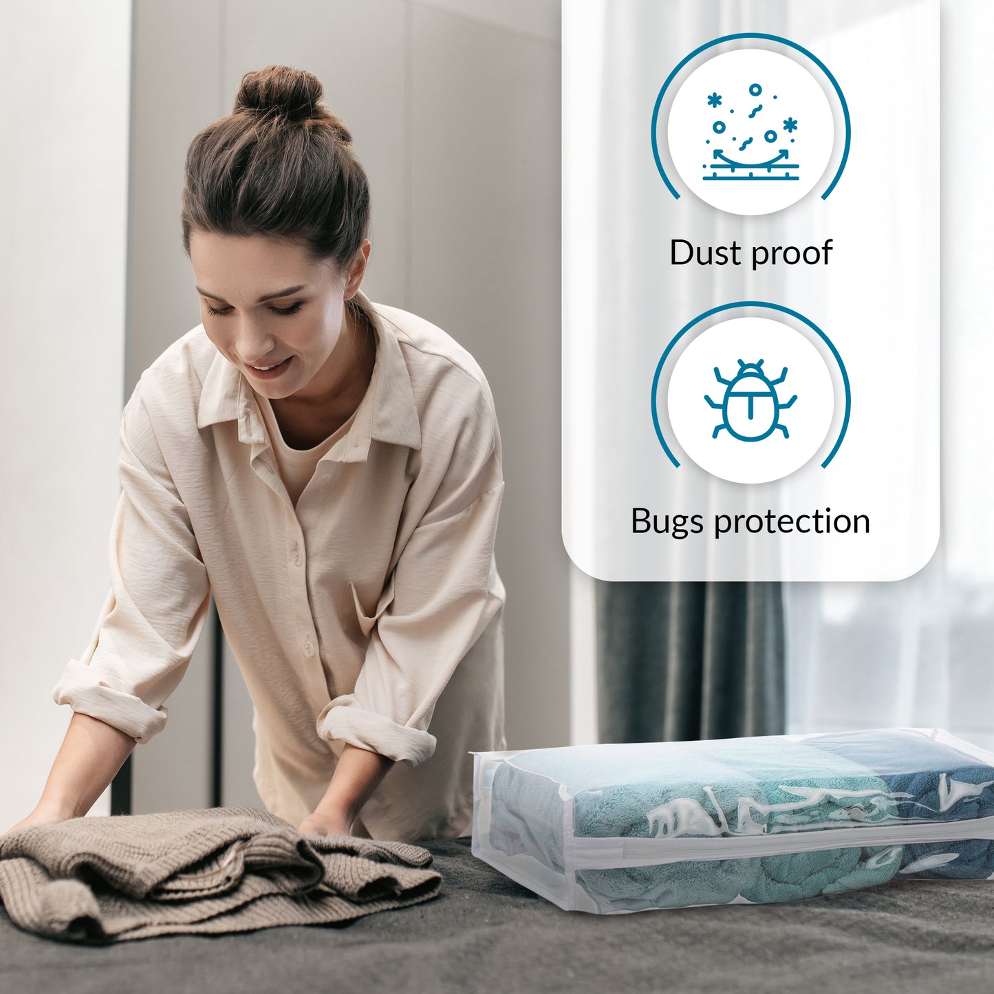Clear Organization Vinyl Storage Sweater Bag, Space Saver Storage Bags, set of 2