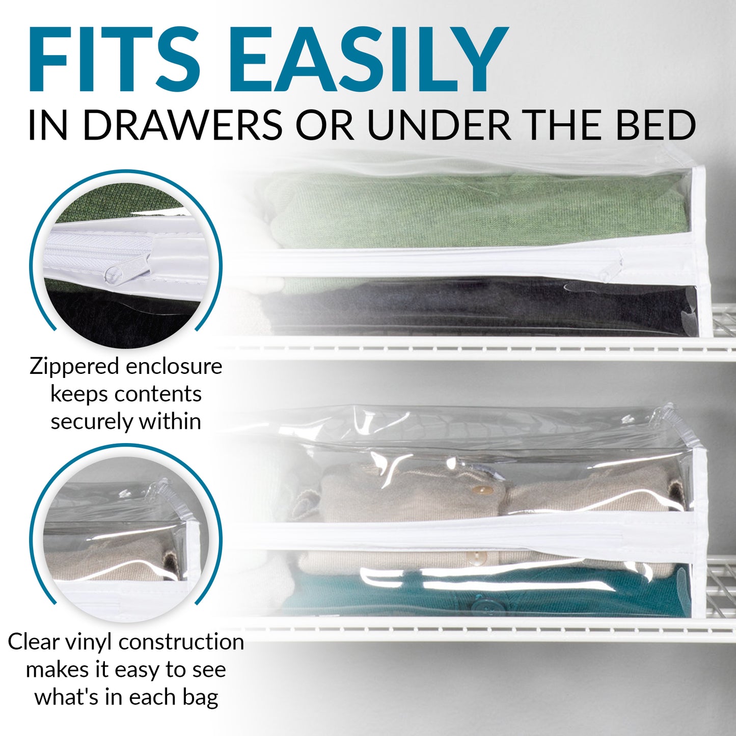 Clear Organization Vinyl Storage Sweater Bag, Space Saver Storage Bags, set of 2