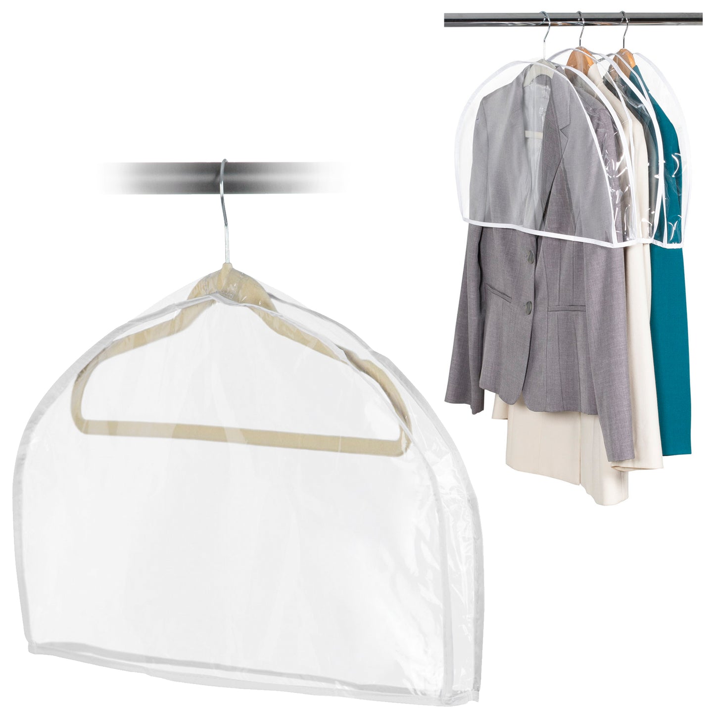 Clear Organization Vinyl Storage Closet Storage Solution Garment Shoulder Covers Set of 3