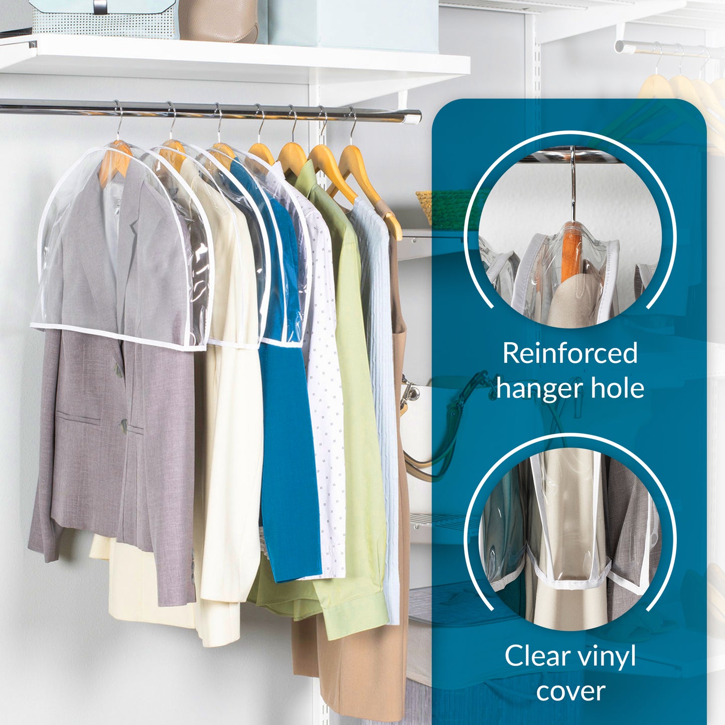 Clear Organization Vinyl Storage Closet Storage Solution Garment Shoulder Covers Set of 3