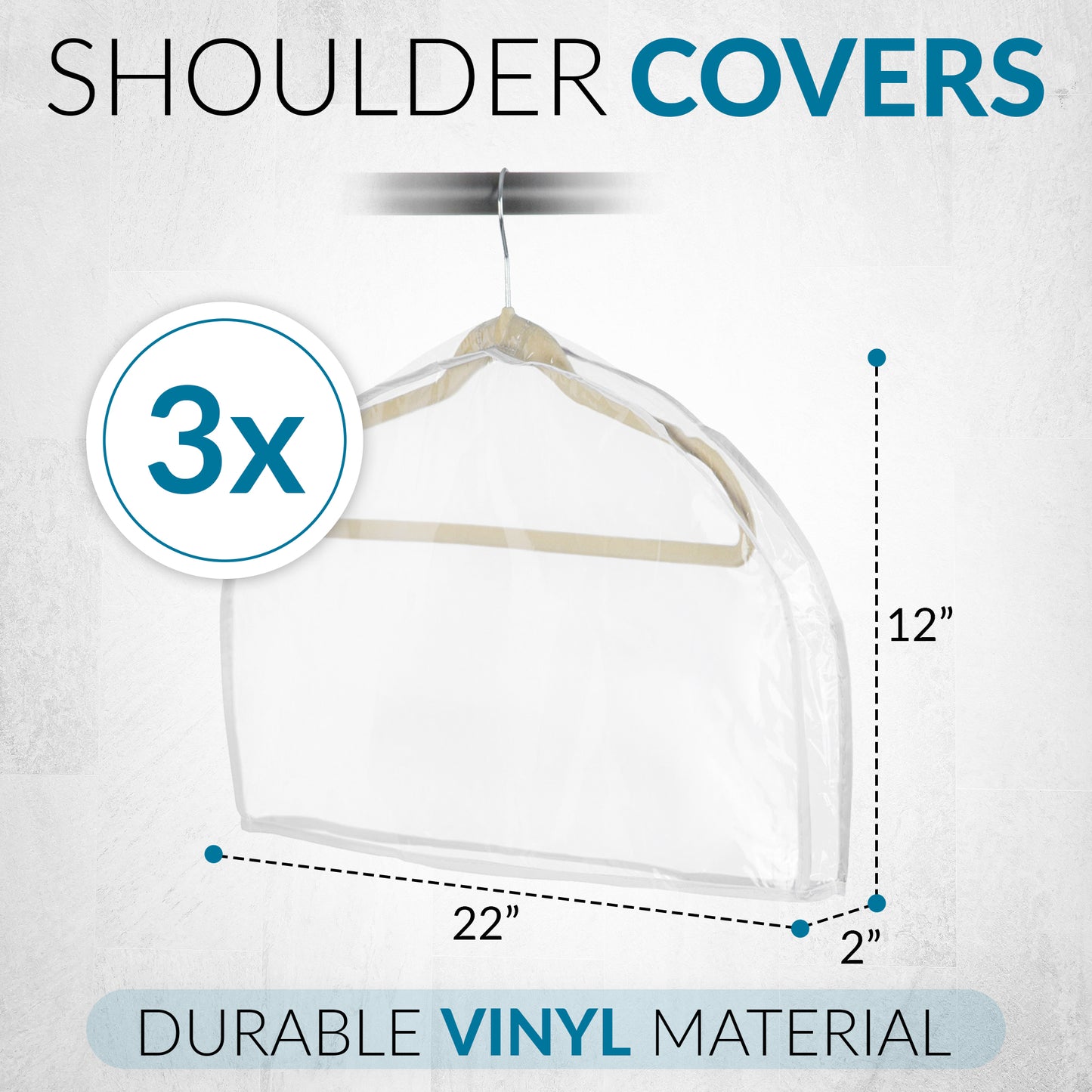 Clear Organization Vinyl Storage Closet Storage Solution Garment Shoulder Covers Set of 3