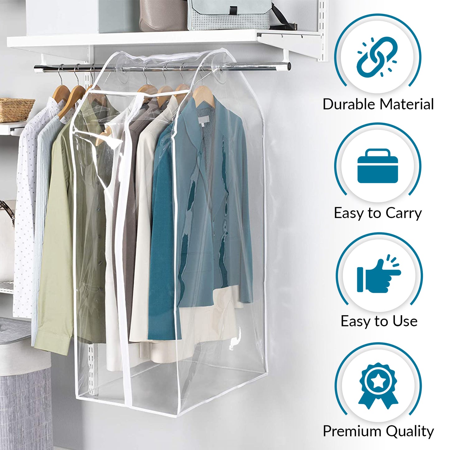 Clear Organization Vinyl Storage Closet Storage Solution Hanging Frameless Suit Garment Bag