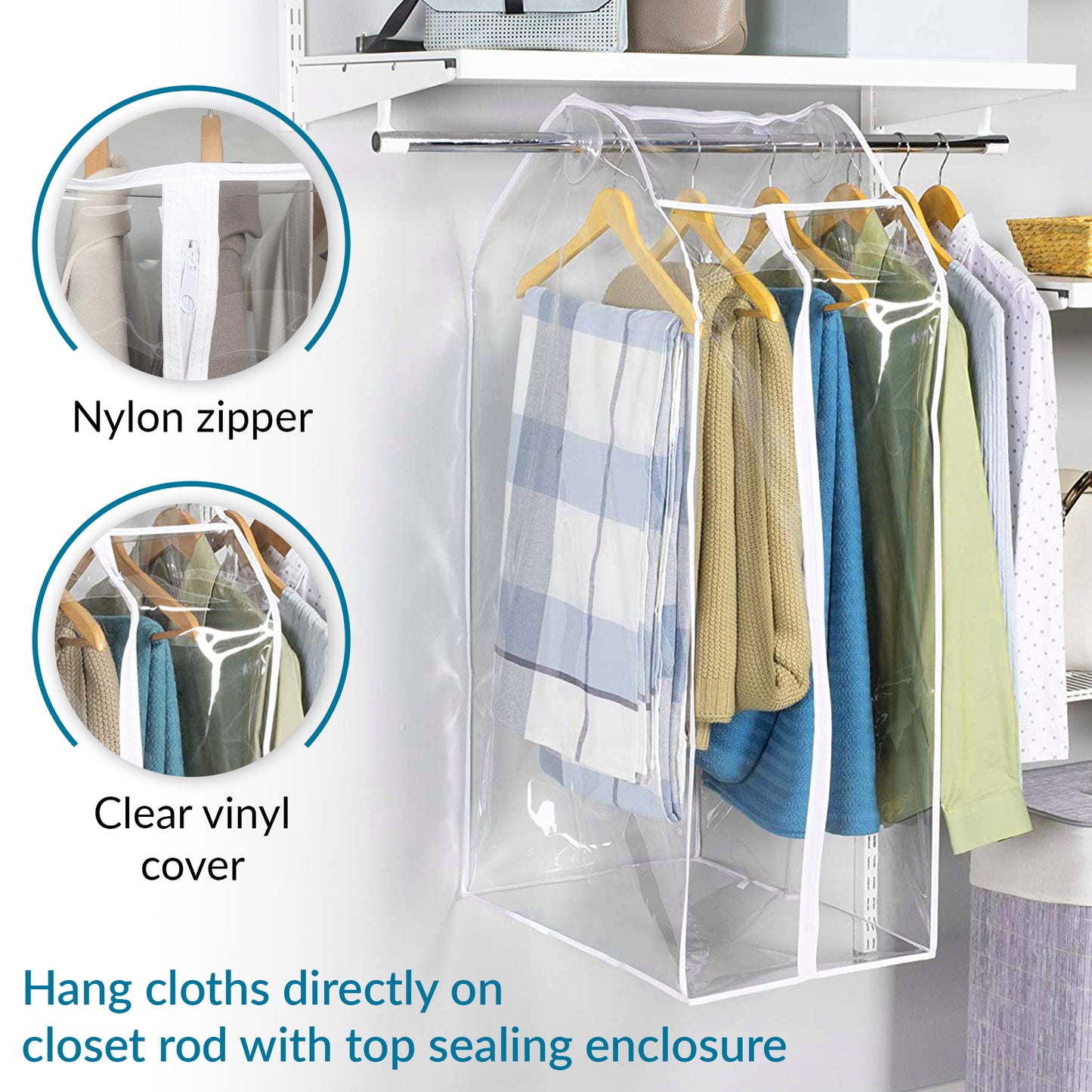 Clear Organization Vinyl Storage Closet Storage Solution Hanging Frameless Suit Garment Bag