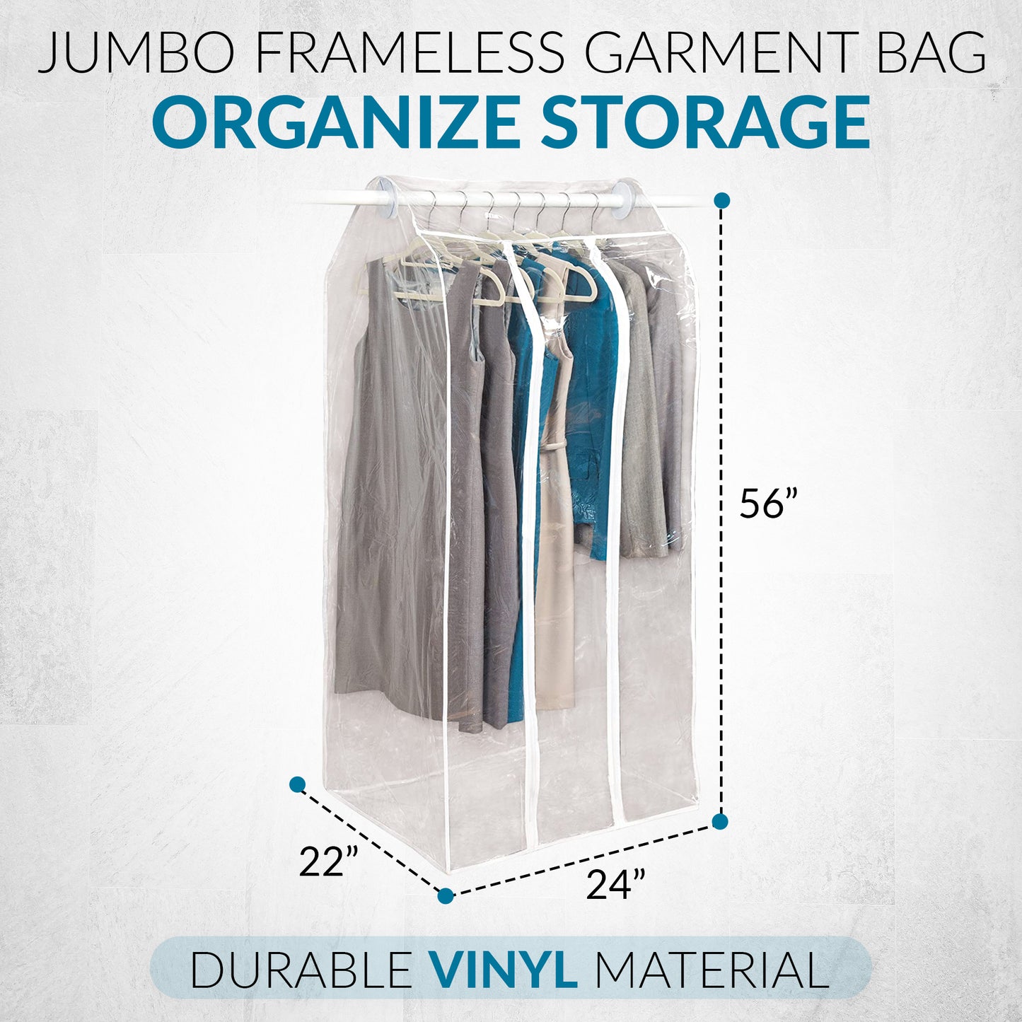Clear Organization Vinyl Storage Closet Storage Solution Hanging Frameless Jumbo Dress Garment Bag