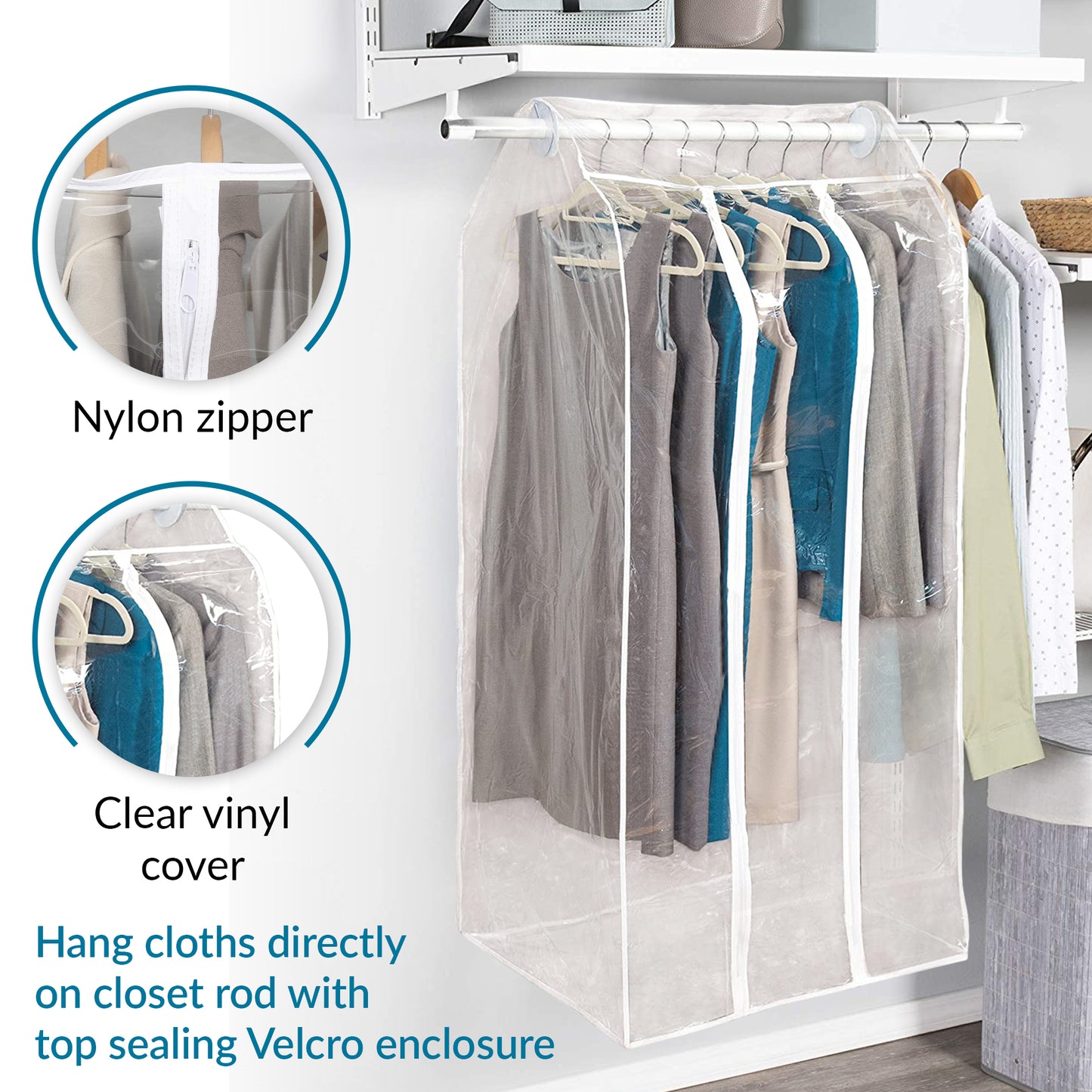 Clear Organization Vinyl Storage Closet Storage Solution Hanging Frameless Jumbo Dress Garment Bag
